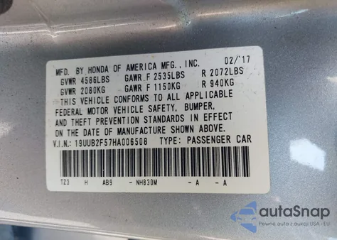 2017 Acura Tlx Technology Package из США, поврежденный, VIN 19UUB2F57HA006508